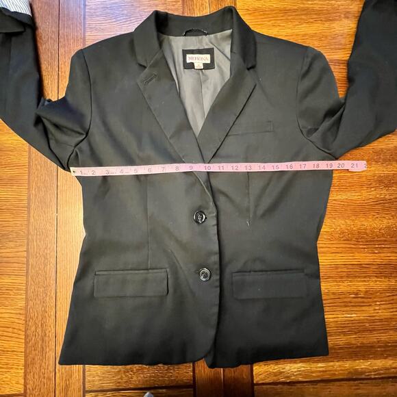 MERONA Black Button Up Blazer Striped Cuffs Size 14 - Picture 7 of 14
